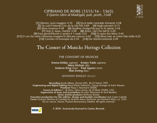 C 9402 CIPRIANO DE RORE: IL QUINTO LIBRO DI MADRIGALI, 1568 [11,99 Euros]