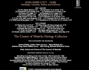 C 9407-8 JOHN WARD: MADRIGALS, FANTASIAS, PSALMS & ANTHEMS (2 CDs) [13,99 Euros]