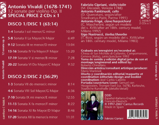 C 9608/9 ANTONIO VIVALDI (2 CDs) [11,99 Euros]